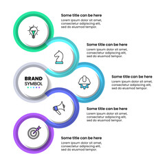 Infographic template. Arrow with circles and 5 steps