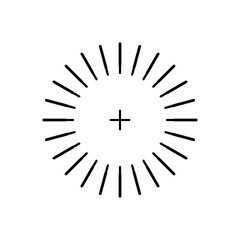 Target aim icon, archer sports game symbol. Game aiming sight dot pointer. Shoot sniper rifle focus cursor. Bullseye mark targeting. Isolated vector illustration.