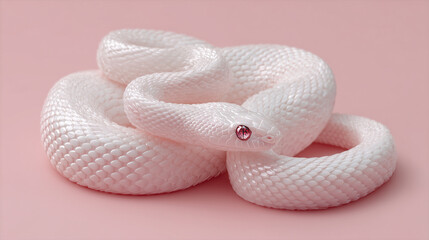 Fototapeta premium Elegant Albino Snake on Studio Pink