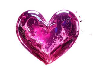 Fantasy Glowing Fractured Pink Heart PNG