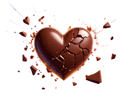 Fantasy Sparkling Exploding Chocolate Heart Flatlay PNG