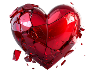 Realistic Broken Red Heart Pieces PNG