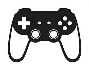 Simple black and white video game controller graphic (1)