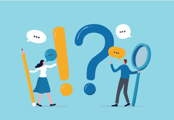 Ask questions, FAQ, problem or curiosity, doubt and confusion to be answer, challenge and uncertainty, unknown information or solution concept, contemplation businessman thinking with question marks. 