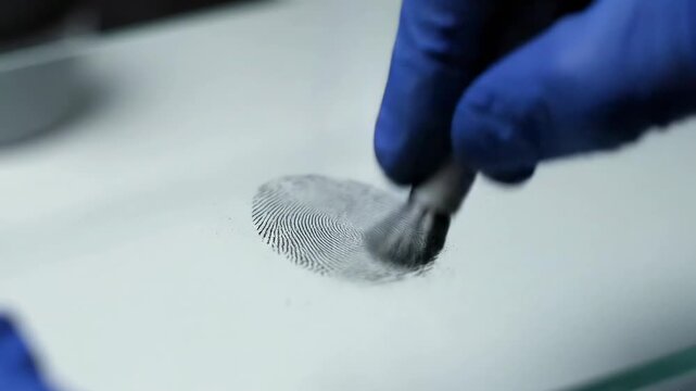 Forensic expert dusting for fingerprints at a crime scene investigation.