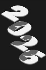 A symbol of the new year 2026. A poster advertising the upcoming new year. An isometric image of the numbers 2026 with drop shadows.