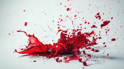 A red flower stained with blood on a white surface, use for crime scene or horror concept