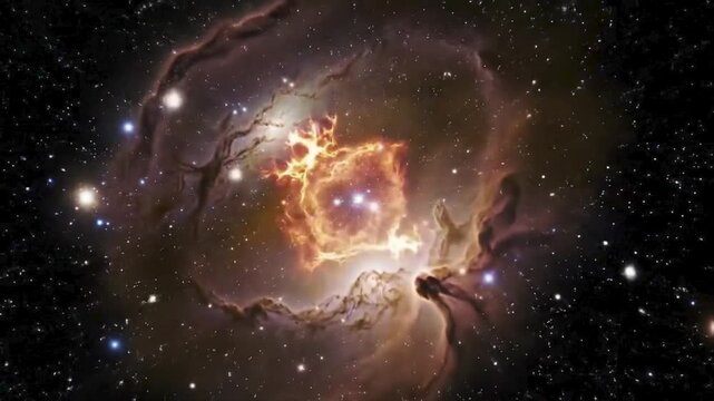 Glowing colorful cosmic scene of the rosette nebula. Perfect for astronomy websites, science blogs, spacethemed designs, and educational materials.