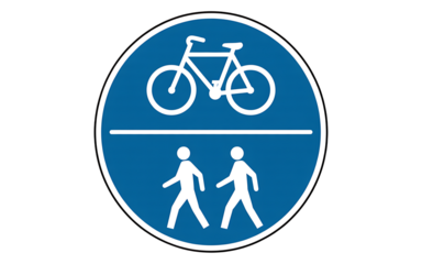 Shared pedestrian and bike path isolated on transparent background