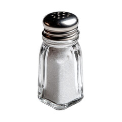 Clear glass salt shaker with a metal top (2)