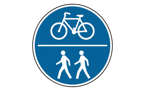Shared pedestrian and bike path isolated on transparent background