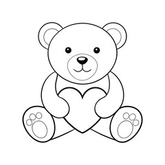 Obraz premium Adorable Teddy Bear Holding Heart Coloring Page