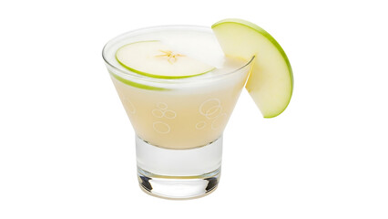 Creamy apple cocktail in a small, stemmed glass