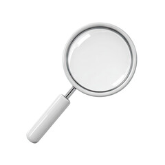 3D illustration of a white magnifying glass
