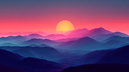 Colorful mountain sunset vista