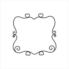  Heart Swirl Romantic Ornamental Decorative Square Border Frame Design Vector Illustration

