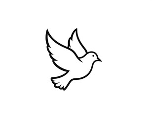 Obraz premium Simple black line art of a flying dove