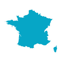 Map of France, sign silhouette. World Map Globe. Vector Illustration isolated on white background. Europe continent.