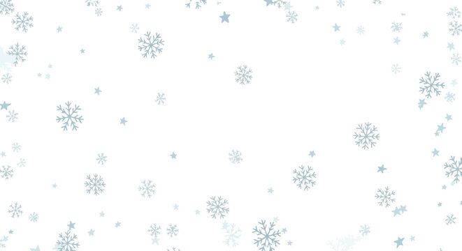 Sparkling snowflakes and stars drift down creating a magical winter wonderland backdrop