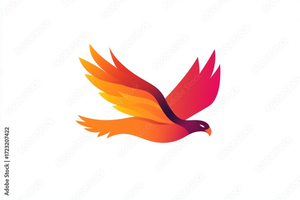 Poster this vibrant abstract illustration of a phoenix in flight showcases a stunning array of colors and d
