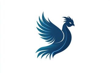 Fototapeta premium Stunning blue phoenix illustration showcasing elegance and freedom in flight. This minimalist design captures the spirit of transformation and creativity.