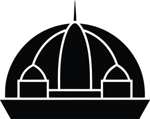 minimal line art aerial sketch of futuristic desert settlement illustration on transparent