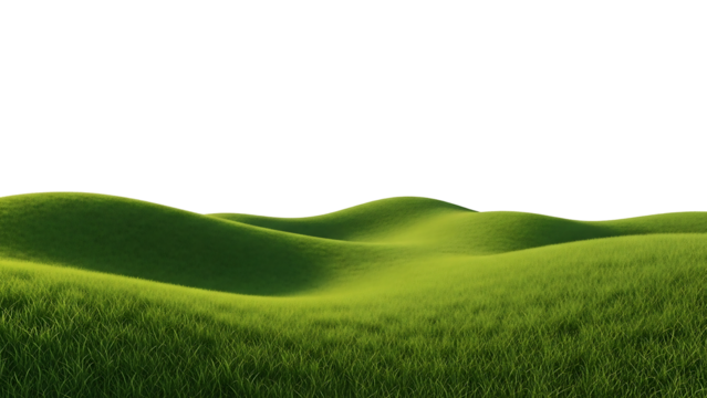 Lush green hills rolling across a flat landscape