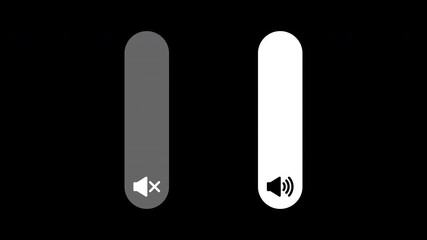 Sound volume up and down motion graphic with alpha channel. Speaker, microphone, headphone, megaphone, music on and off animated on transparent background. Audio setting, mute.