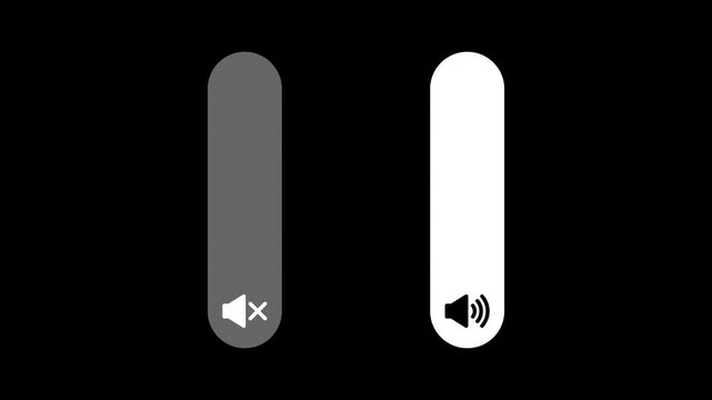 Sound volume up and down motion graphic with alpha channel. Speaker, microphone, headphone, megaphone, music on and off animated on transparent background. Audio setting, mute.