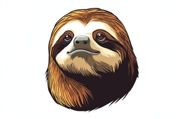 This vibrant illustration highlights a smiling sloth face, showcasing its friendly expression and unique features. Ideal for nature enthusiasts and animal art lovers.