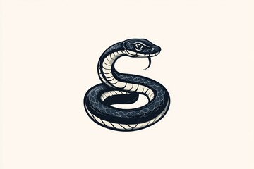 Stunning black snake illustration featuring bold lines in a minimalist style, perfect for wildlife, art projects, and tattoo inspiration.