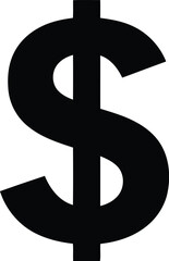 Bold black dollar sign icon isolated on white vector