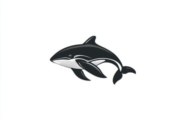 Fototapeta premium This monochrome illustration showcases a stylized whale swimming gracefully, symbolizing the beauty of marine life and the serenity of ocean ecosystems.