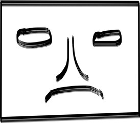 Design of black and white handmade cartoon emoji fae.