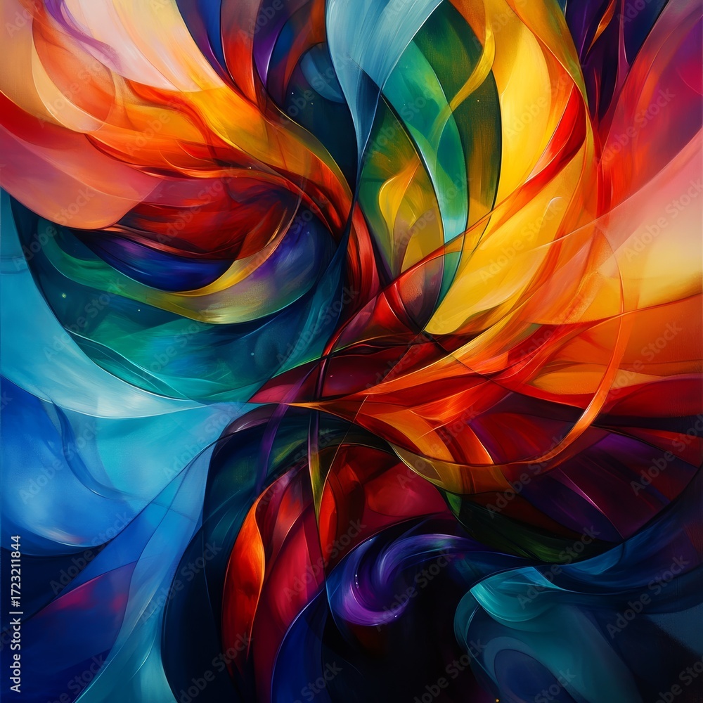 Wall mural a colorful abstract painting with a lot of different colors and shapes