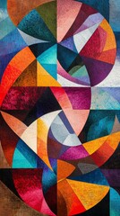 A colorful abstract painting with a lot of different shapes and colors