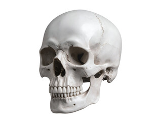 Fototapeta premium A detailed anatomical skull model showcasing the intricate structure of human cranial features and jawline.