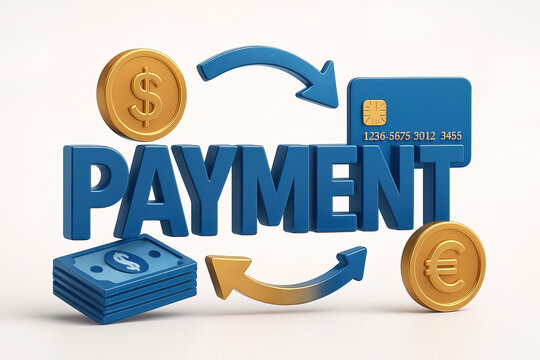 3D Payment Concept with Currency Exchange and Credit Card on White Background