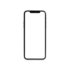 Sleek black smartphone with a blank white screen, showcasing its modern design and minimalist aesthetic