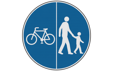 Shared path for pedestrian isolated on transparent background