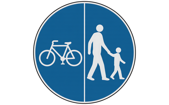Shared path for pedestrian isolated on transparent background