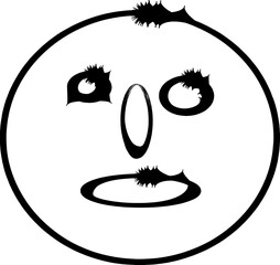 Design of black and white handmade cartoon emoji fae.