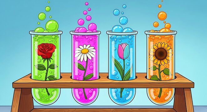 Flowers in test tubes.