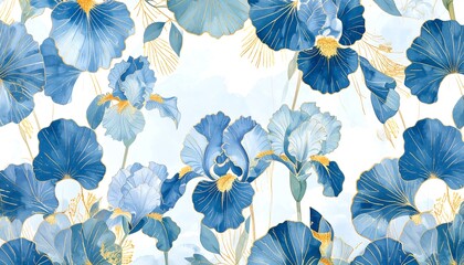 Delicate Blue Irises Light Background