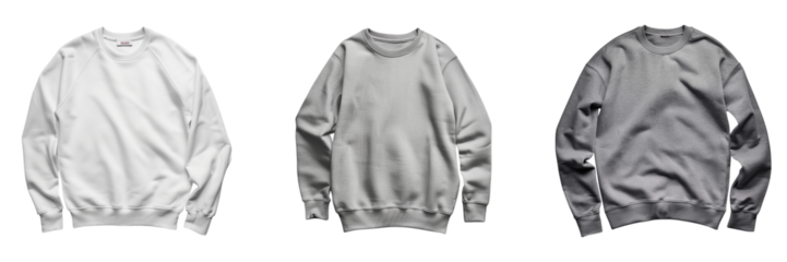 Monochromatic crew neck sweatshirts transparent background Generative AI