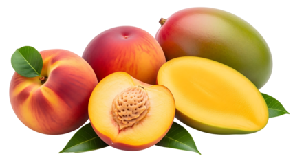 Fresh peaches and mango fruit arrangement