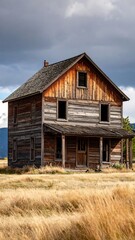 Obraz premium Weathered farmhouse in a field