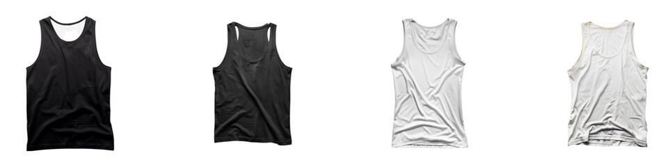 A selection of tank tops in varying colors textures for apparel mockups