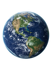 Fototapeta premium Planet Earth showing North and South America continents isolated on a transparent background 1