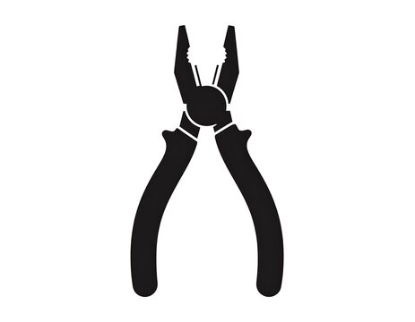 Simple black silhouette of a pair of pliers